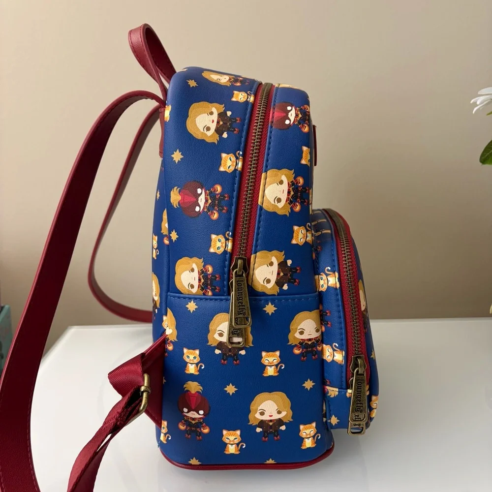 EUC Loungefly Marvel Captain Marvel Mini Backpack Chibi Goose Cat Flerken - Picture 4 of 11